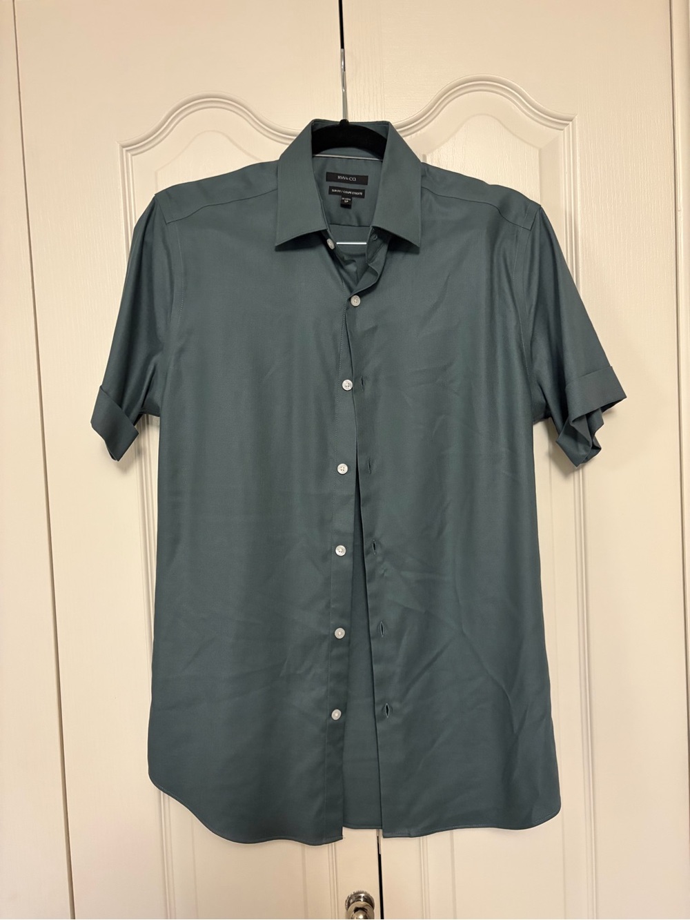 RW&CO. Men's Short Sleeve Button-Down Shirt in Teal Green
